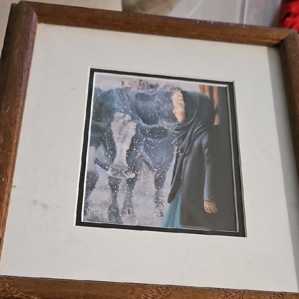 Source Unknown Framed Illustration with Blue and Black Tones